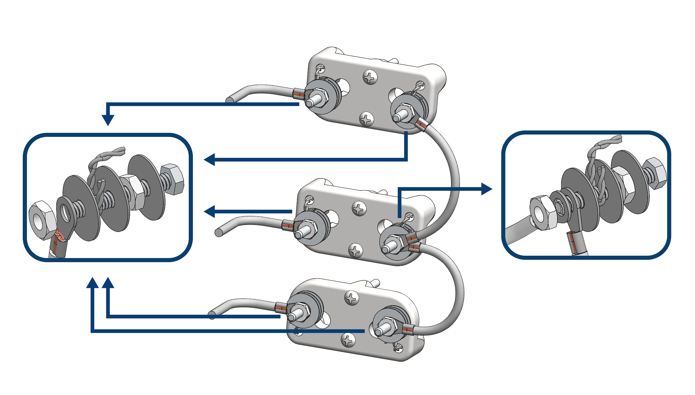 Universal terminal block with PARALLEL wiring - Triple Groove 480V Kilns