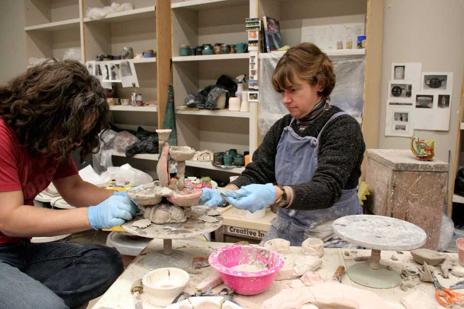 Lisa Orr teaching pottery
