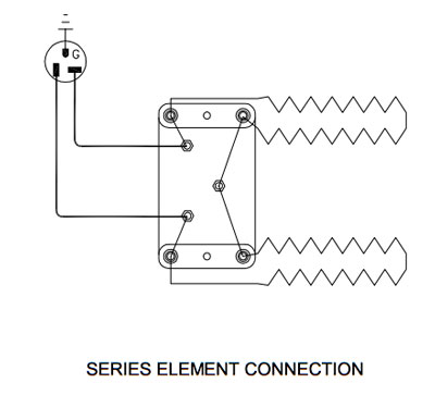 Series element connection for a kiln with two elements